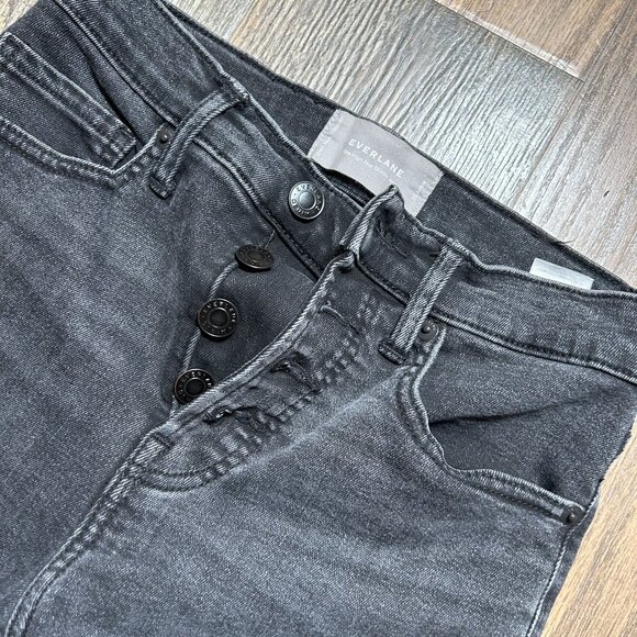 Everlane The High Rise Skinny Jean Button Fly Washed Black Size 26 Ankle - Picture 3 of 4